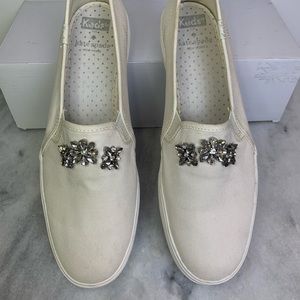 Keds by Kate Spade off white embellished wedding sneakers